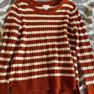 old navy burnt orange stripe sweater size small